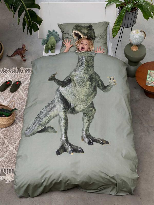 snurk Dino Green dekbedovertrek