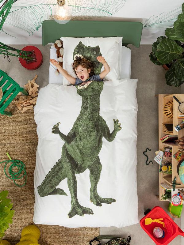 snurk Dino White dekbedovertrek
