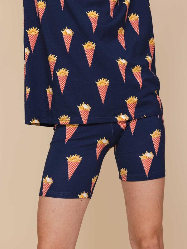 snurk Fries Navy Bikershorts Dames