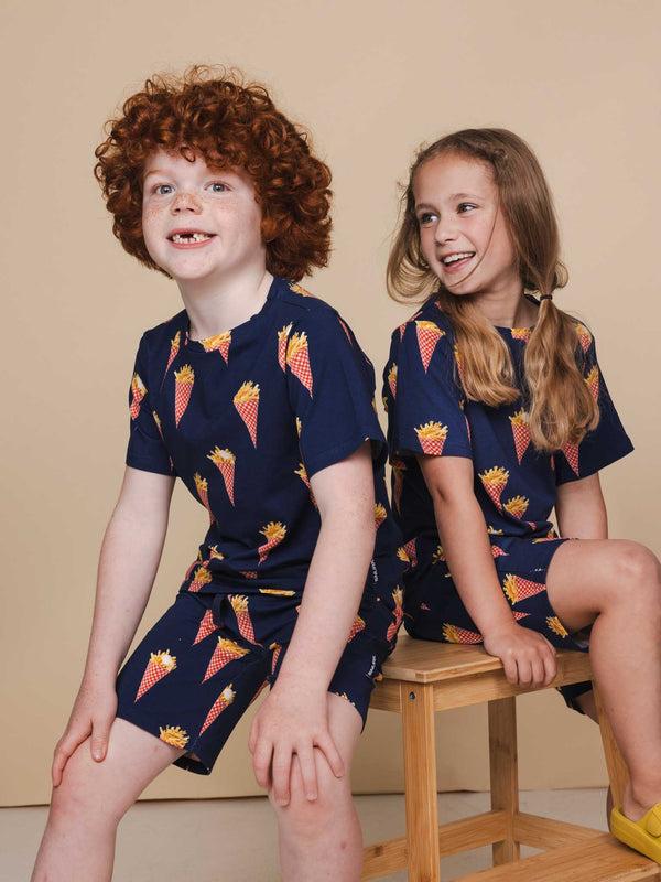 snurk Fries Navy T-shirt Kids