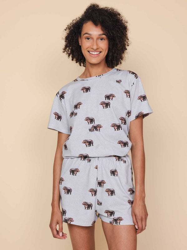 Snurk Hippos T-shirt En Shorts Set Dames