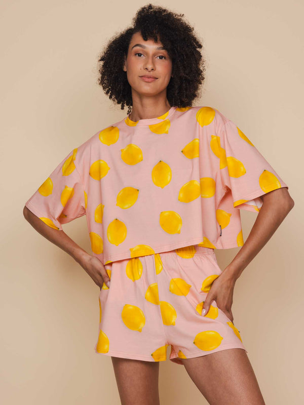 snurk Lemon Cropped T-Shirt Dames