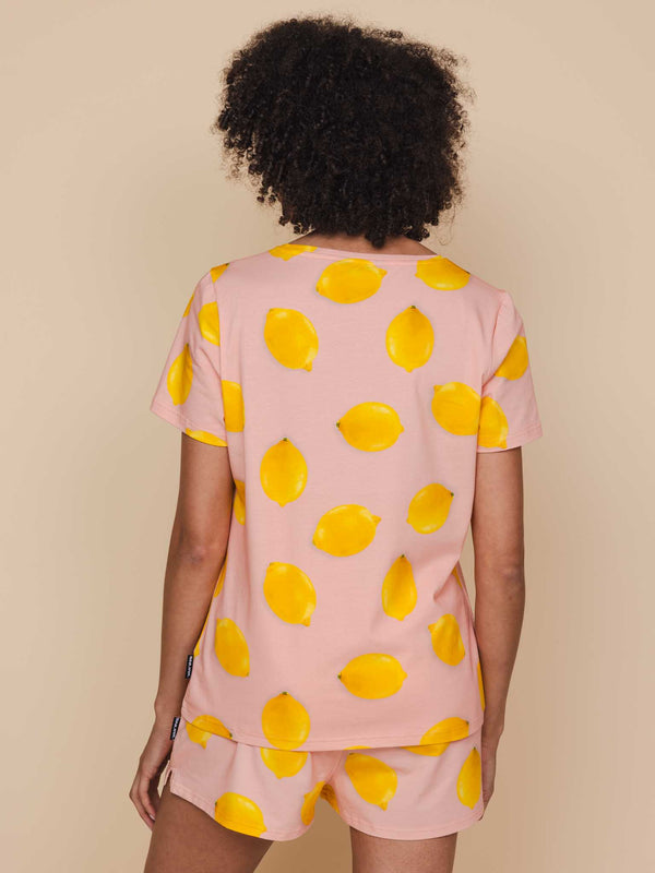 Snurk Lemon V-neck T-shirt En Shorts Set Dames