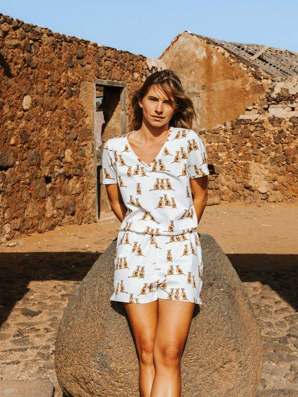 Snurk Meerkats V-neck T-shirt En Shorts Set Dames