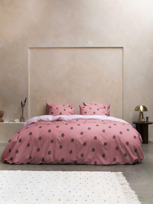 Snurk Pinecones Dusty Rose Dekbedovertrek