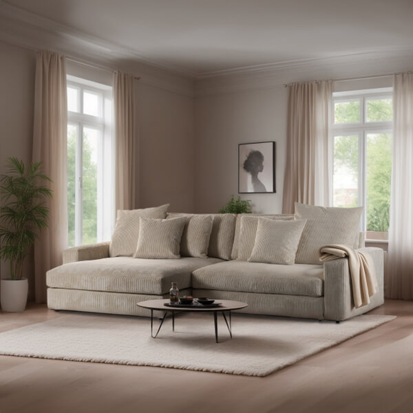 sohome 3-zits Loungebank Charlena Links/Rechts kleur Naturel