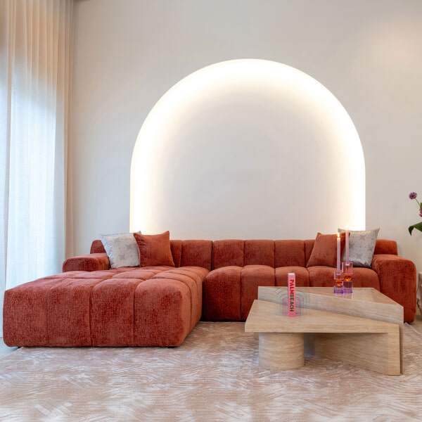 sohome 3-zits Loungebank Cube Links Chenille kleur Blush