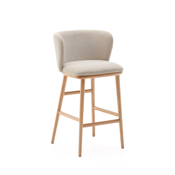 sohome Barkruk Ciselia Chenille en essenhout (zithoogte 65cm)