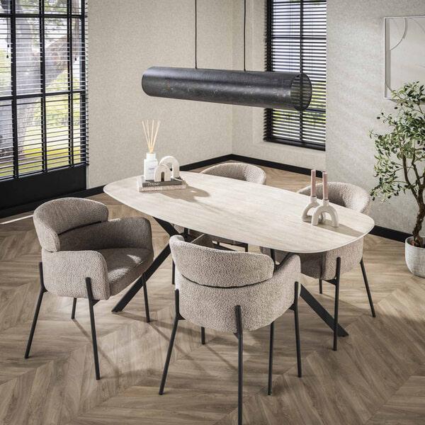 sohome Deens Ovale Eettafel Andrienne Travertinlook 180 x 90cm