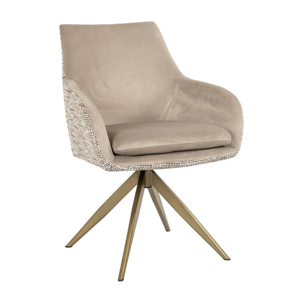 sohome Draaibare Eetkamerstoel Lisonne Velvet en stof kleur Khaki/Naturel