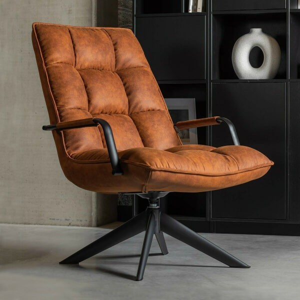 sohome Draaifauteuil Jouke Met armleuning PU kleur Cognac