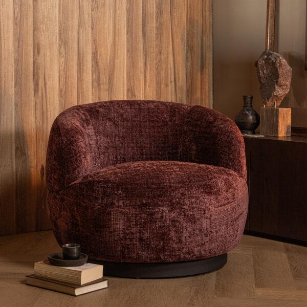 sohome Draaifauteuil Woolly Chenille kleur Aubergine