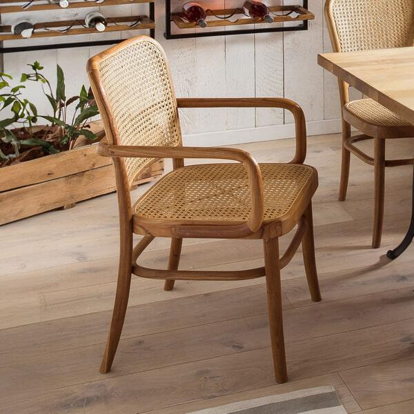 sohome Eetkamerstoel Takeshia met armleuning Teak en rotan