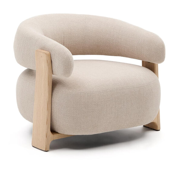 sohome Fauteuil Granite Chenille en naturel essenhout