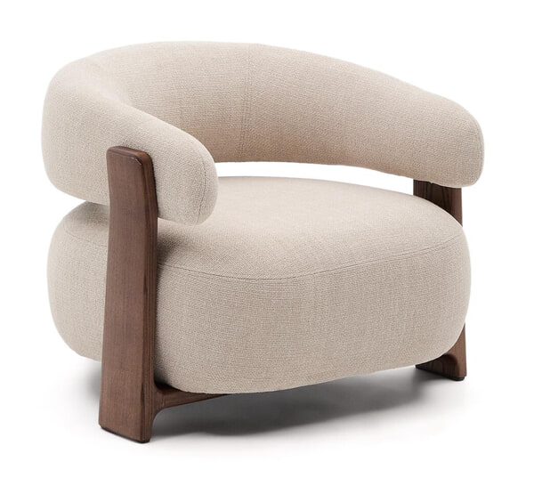 sohome Fauteuil Granite Chenille en noten essenhout