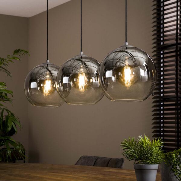 sohome Hanglamp Bubble Shaded met 3 smoke-glas bollen