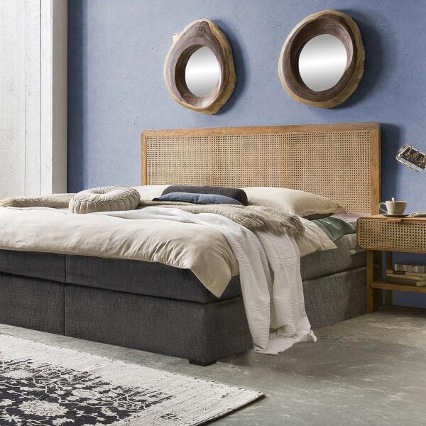 sohome Hoofdbord Shakina Teakhout en rotan 200 x 120cm