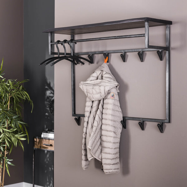 sohome Kapstok Yena Acaciahout en metaal met 12 haken en plank