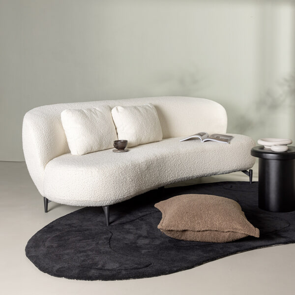 sohome Organische 3-zits Bank Delinda Bouclé 224cm kleur Wit