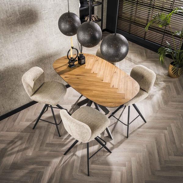 sohome Organische Bartafel Samyra Visgraat Teakhout 140 x 80cm