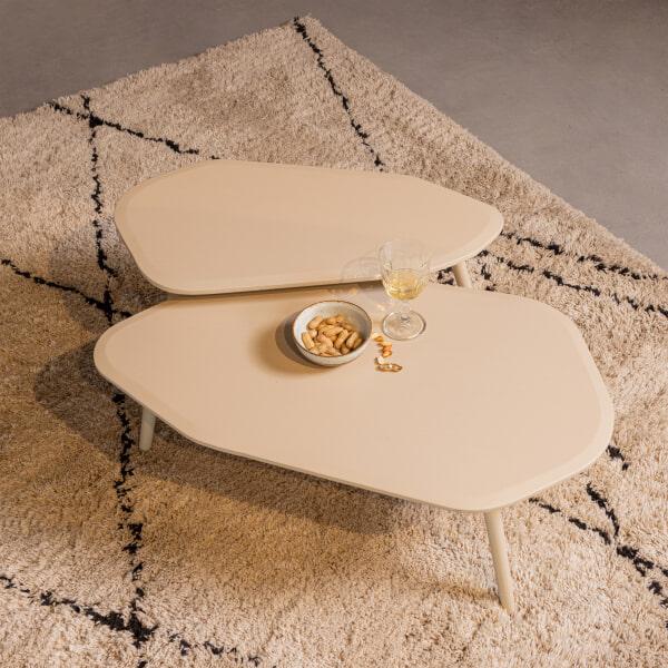 sohome Organische Salontafel Davina Set van 2 stuks MDF kleur Dust