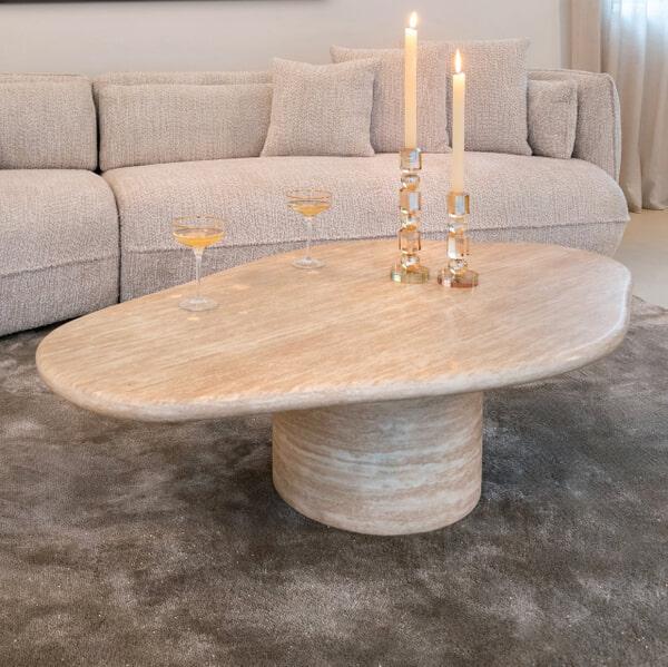 sohome Organische Salontafel Fictus Travertin look 130 x 80cm