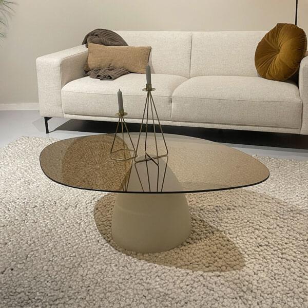 sohome Organische Salontafel Jacky Glas en betonlook 110 x 65cm