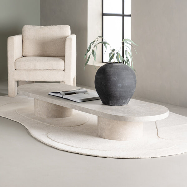 sohome Ovale Salontafel Shundrika 190 x 60cm MDF Marmerlook kleur Beige