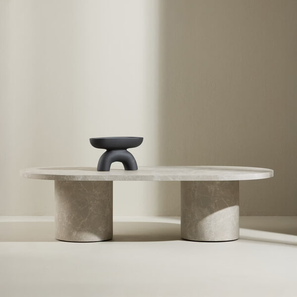 sohome Ovale Salontafel Shundrika MDF Marmerlook 120 x 60cm kleur Beige