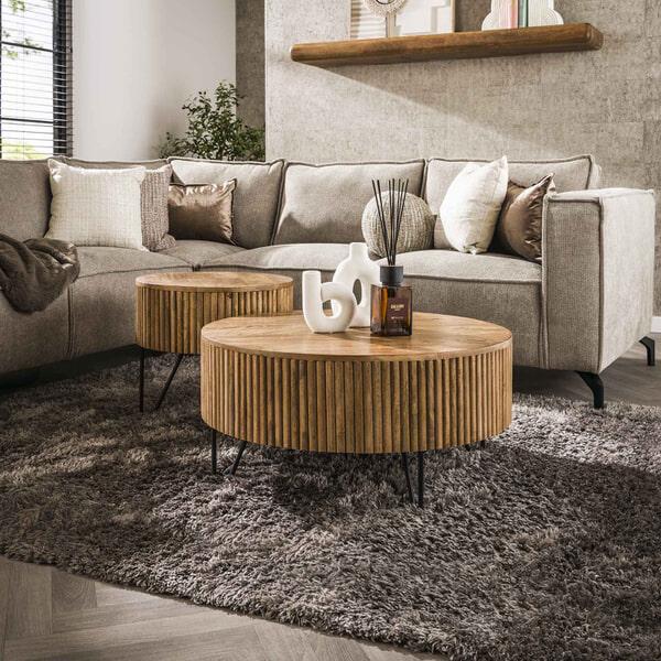 sohome Ronde Salontafel Sharmila Mangohout Set van 2 stuks