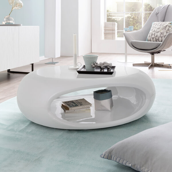 sohome Salontafel Rhoda 100 x 70cm kleur hoogglans wit