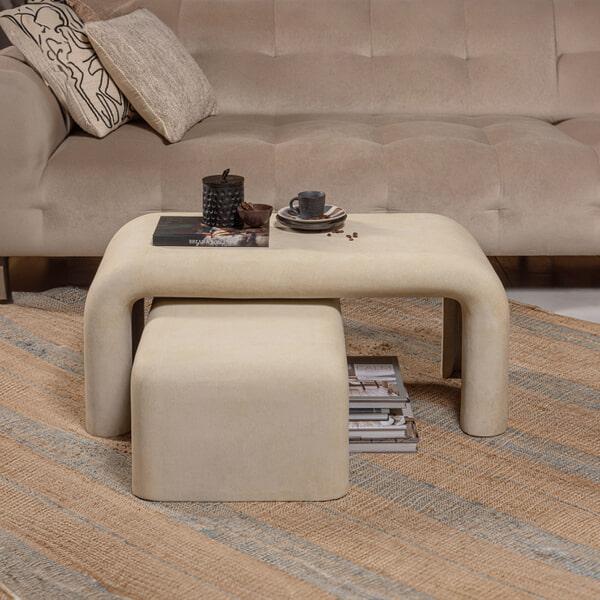 sohome Salontafel Stani Set van 2 stuks Betonlook 92 x 42cm