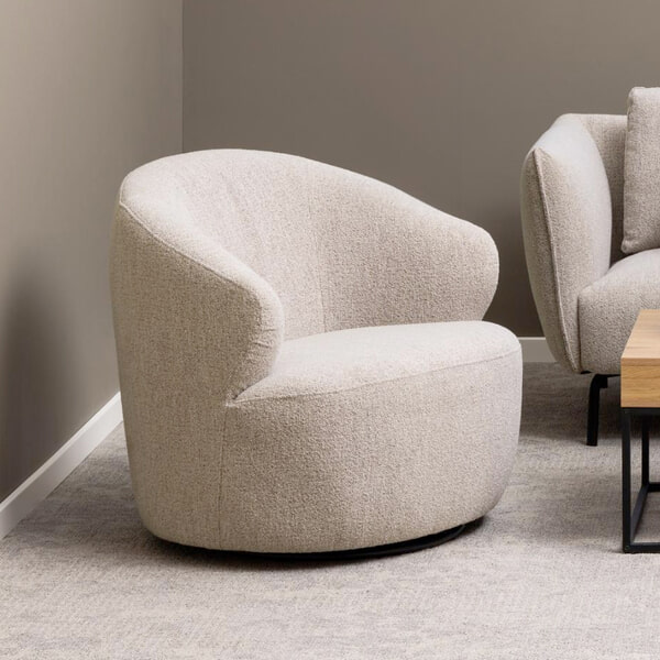 sohome Draaibare Fauteuil Breah Bouclé kleur Beige