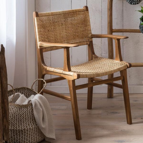 sohome Eetkamerstoel Ervin Teakhout en rotan