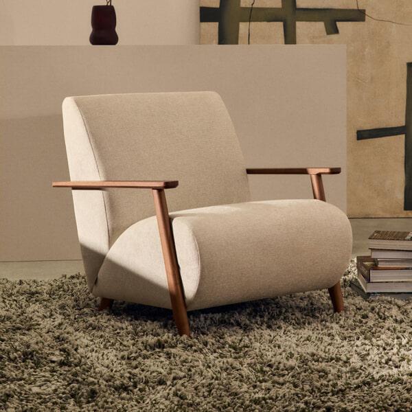 sohome Fauteuil Meghan Chenille kleur Beige/Bruin