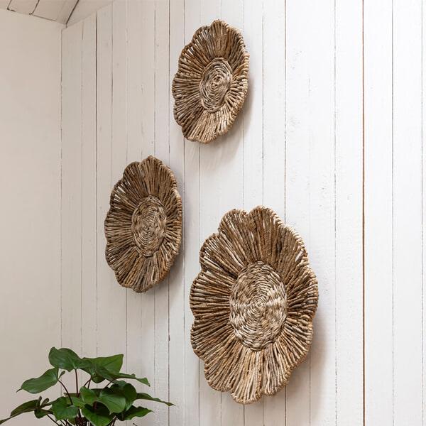 sohome Wanddecoratie Flower Set van 3 stuks Abaca