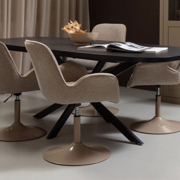 sohome Verstelbare Eetkamerstoel Marten Geweven stof kleur Zand