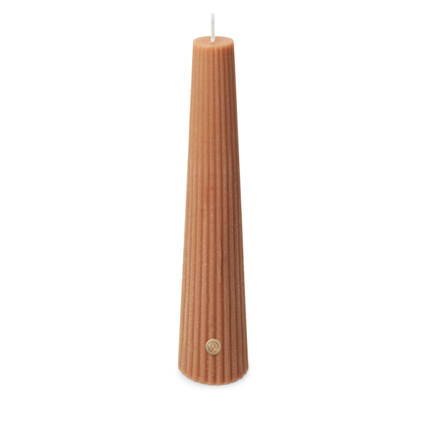 spaas Geribde Obelisk Kaars 25u - beige