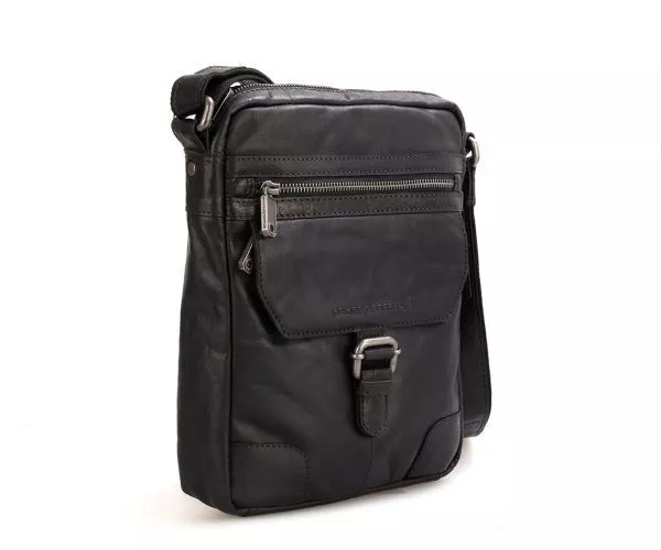 Spikes & Sparrow Spikes & Sparrow Leren A5 Crossbodytas Met Tabletvak – Nebraska – Zwart