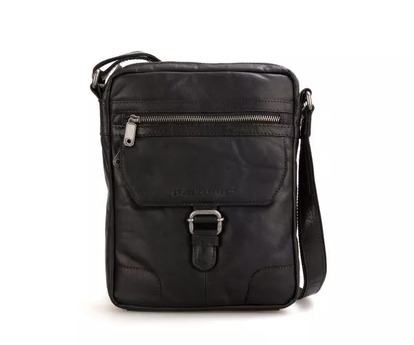 spikes & sparrow Spikes & Sparrow Leren A5 Crossbodytas met tabletvak – Nebraska – Zwart