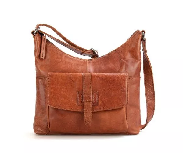 spikes & sparrow Spikes & Sparrow Leren Crossbodytas – Alabama – Brandy Cognac