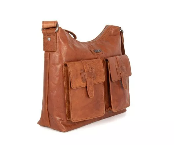 Spikes & Sparrow Spikes & Sparrow Leren Crossbodytas – Arizona – Brandy Cognac