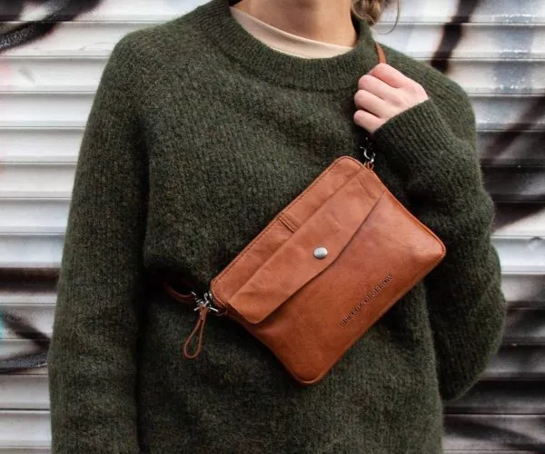 Spikes & Sparrow Spikes & Sparrow Leren Crossbodytas / Clutch – Idaho – Donkerbruin