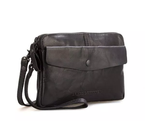 Spikes & Sparrow Spikes & Sparrow Leren Crossbodytas / Clutch – Idaho – Zwart