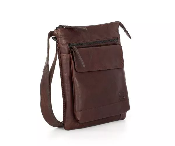 Spikes & Sparrow Spikes & Sparrow Leren Crossbodytas – James – Donkerbruin