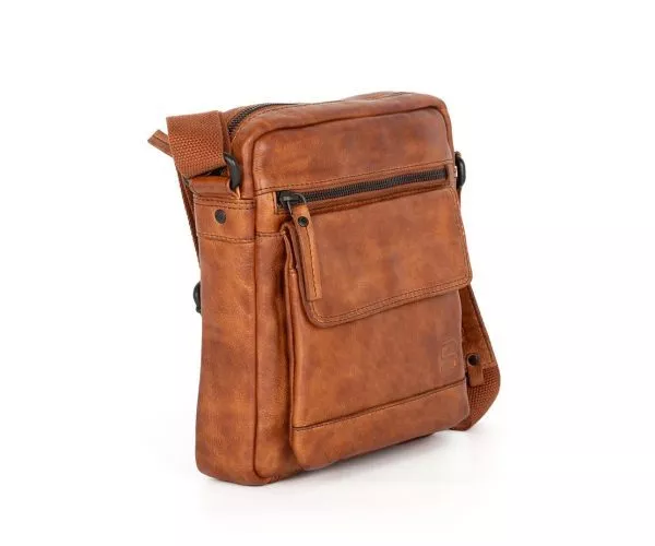 Spikes & Sparrow Spikes & Sparrow Leren Crossbodytas – Jason – Brandy Cognac