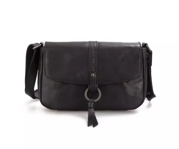 spikes & sparrow Spikes & Sparrow Leren Crossbodytas met klep – Coyote – Zwart