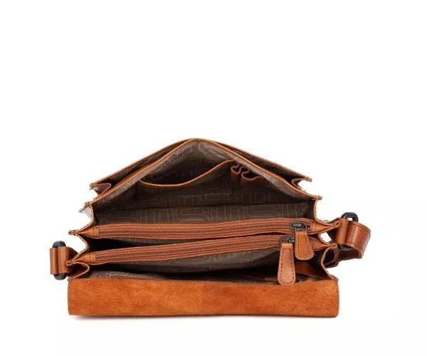 Spikes & Sparrow Spikes & Sparrow Leren Crossbodytas Met Klep – Frederique – Donkerbruin