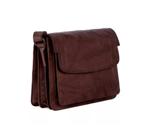 spikes & sparrow Spikes & Sparrow Leren Crossbodytas met klep – Frederique – Donkerbruin