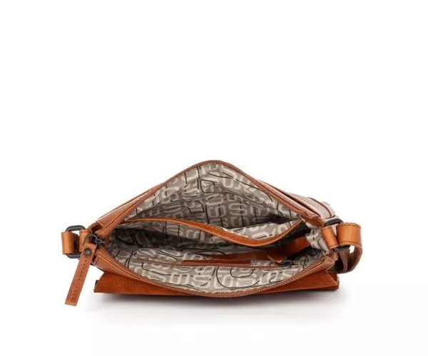 Spikes & Sparrow Spikes & Sparrow Leren Crossbodytas Met Klep – Layla – Brandy Cognac